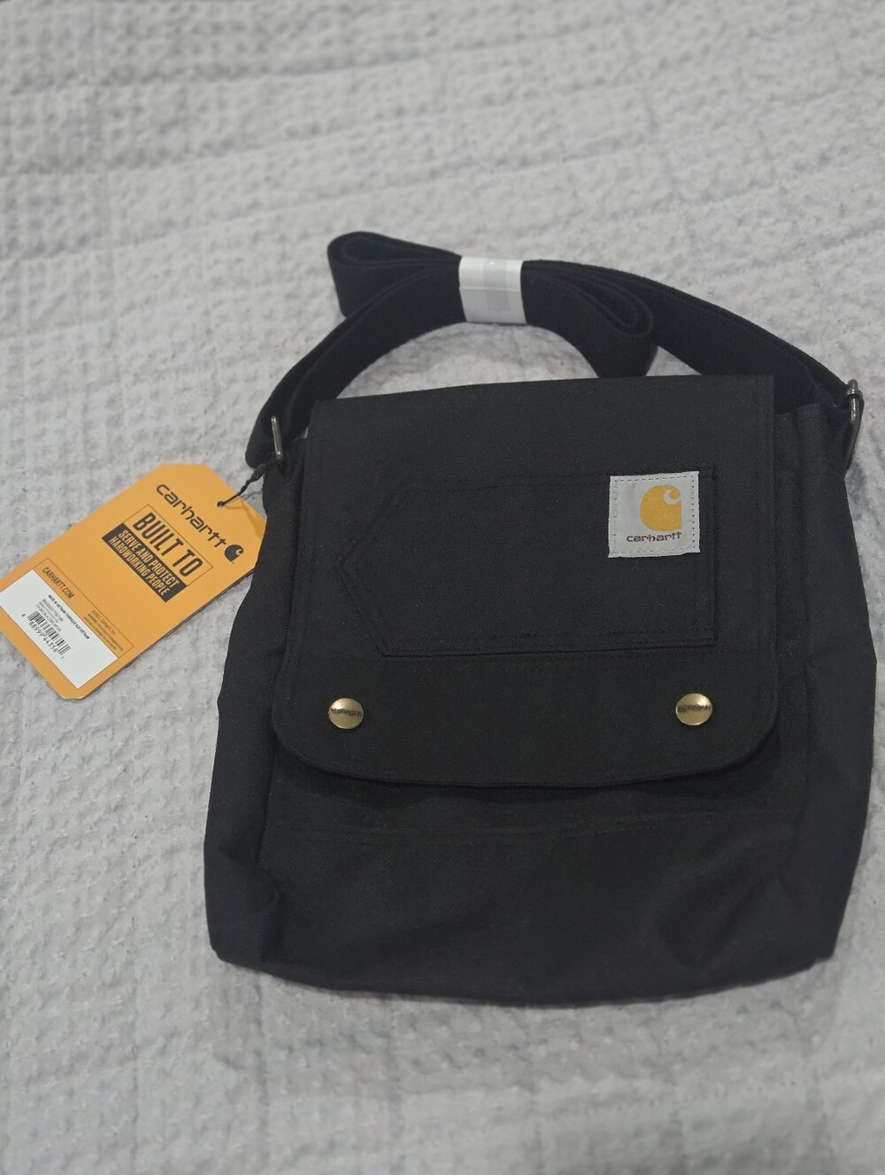 Carhartt Black Canvas Messenger Crossbody with Logo Patch